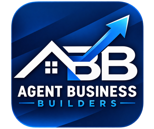 Agent Business Builders logo featuring a house, ABB initials, and upward growth arrow